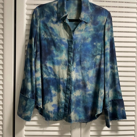 Zara Tops - Zara Blue Tie-Dye Blouse